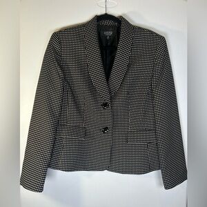 Kasper Black and White Dotted Blazer. Size 14P. Fully Lined. Wear to Work.Career